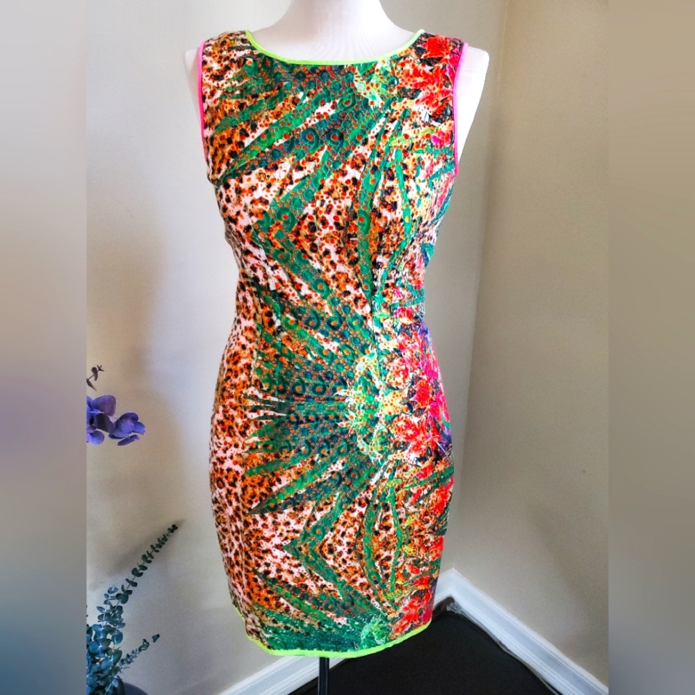 ELIE TAHARI Tropical print Claudia dress size4